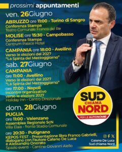 In Abruzzo arriva Cateno De Luca con Sud chiama Nord: domani a Torino di Sangro