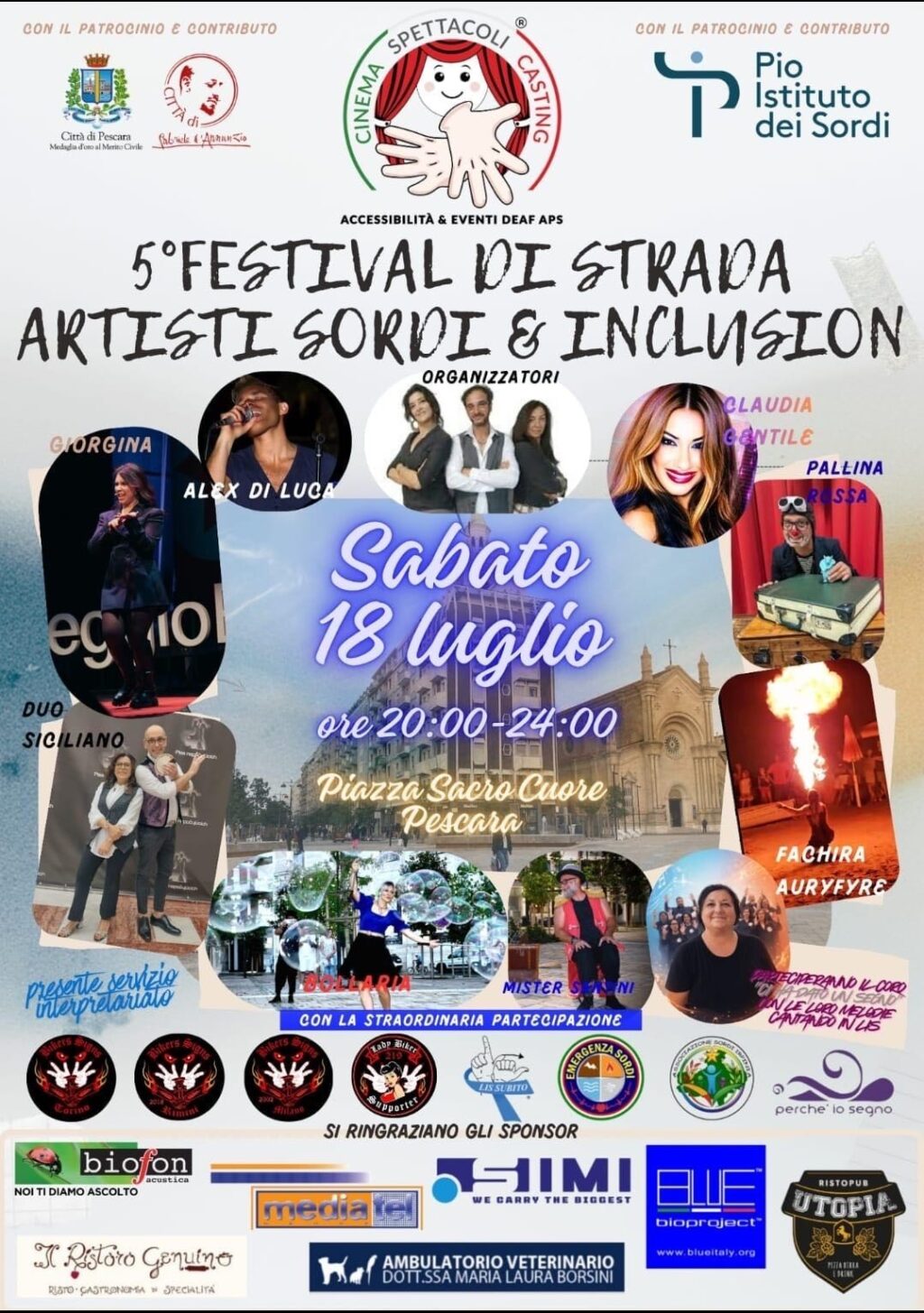 Il 18 luglio a piazza Sacro Cuore a Pescara il Festival di Strada Artisti Sordi & Inclusion