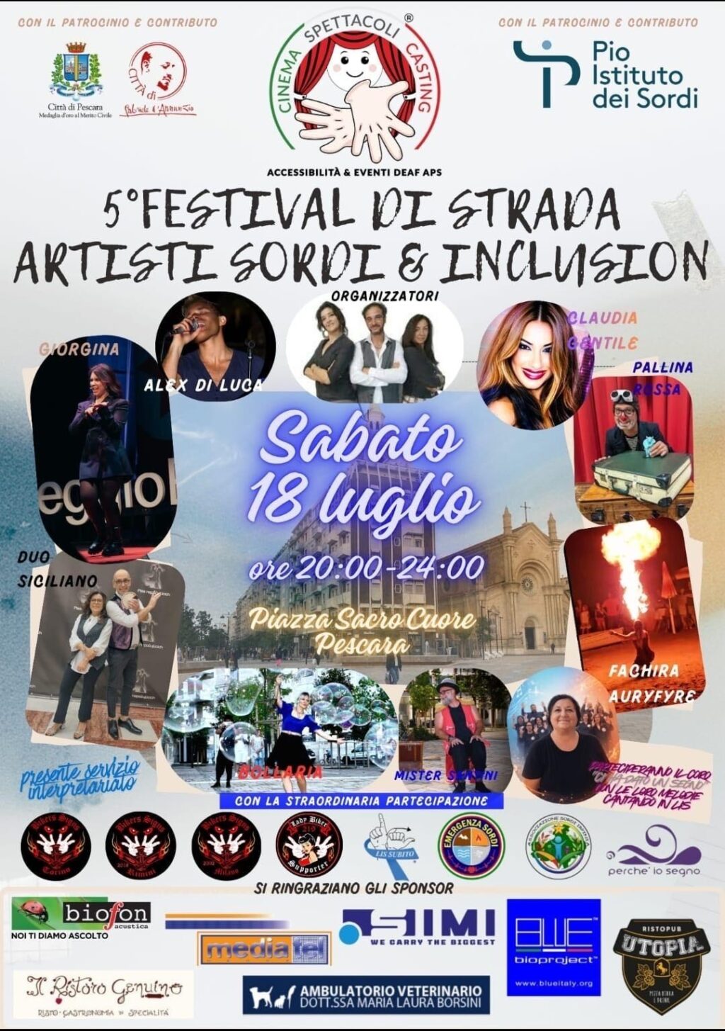 A Pescara c’è il Festival di Strada Artisti Sordi & Inclusion. A piazza Sacro Cuore in scena artisti sordi e udenti